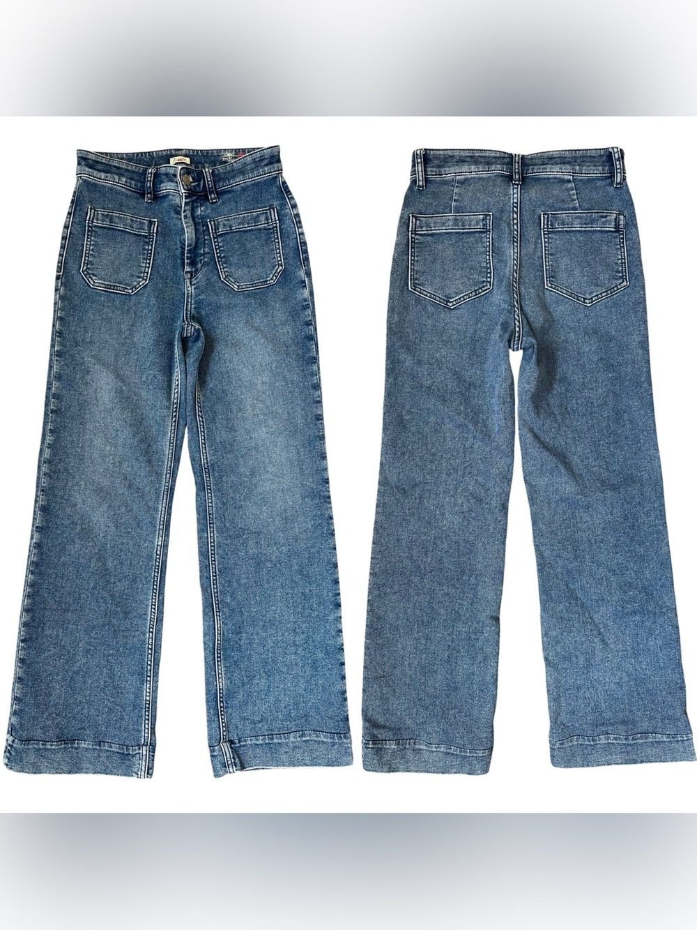 Faherty Stretch Terry Patch Pocket Wide Leg Jeans Size 26